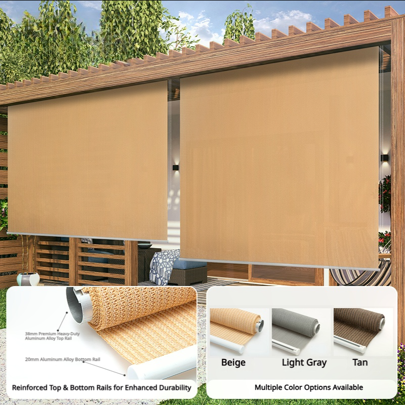 SNOWCITY Outdoor Roller Shades for Patio Doors