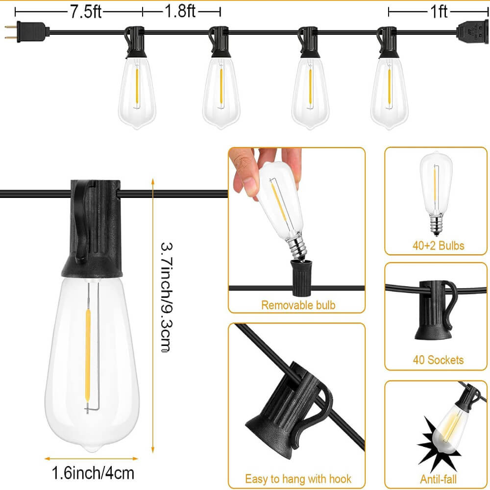Outdoor Waterproof String Light ST38 50/100 FT