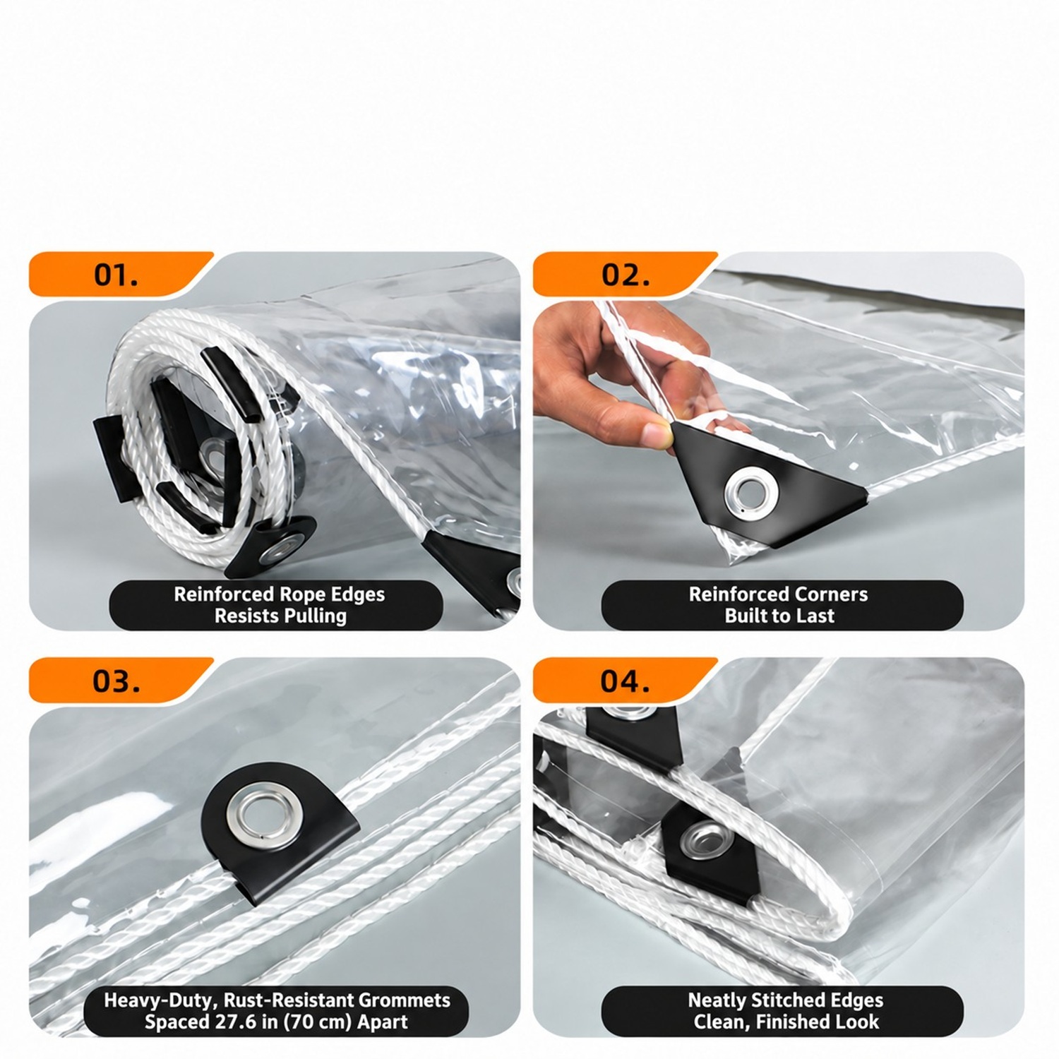 Clear Tarp with Grommets Heavy Duty Waterproof