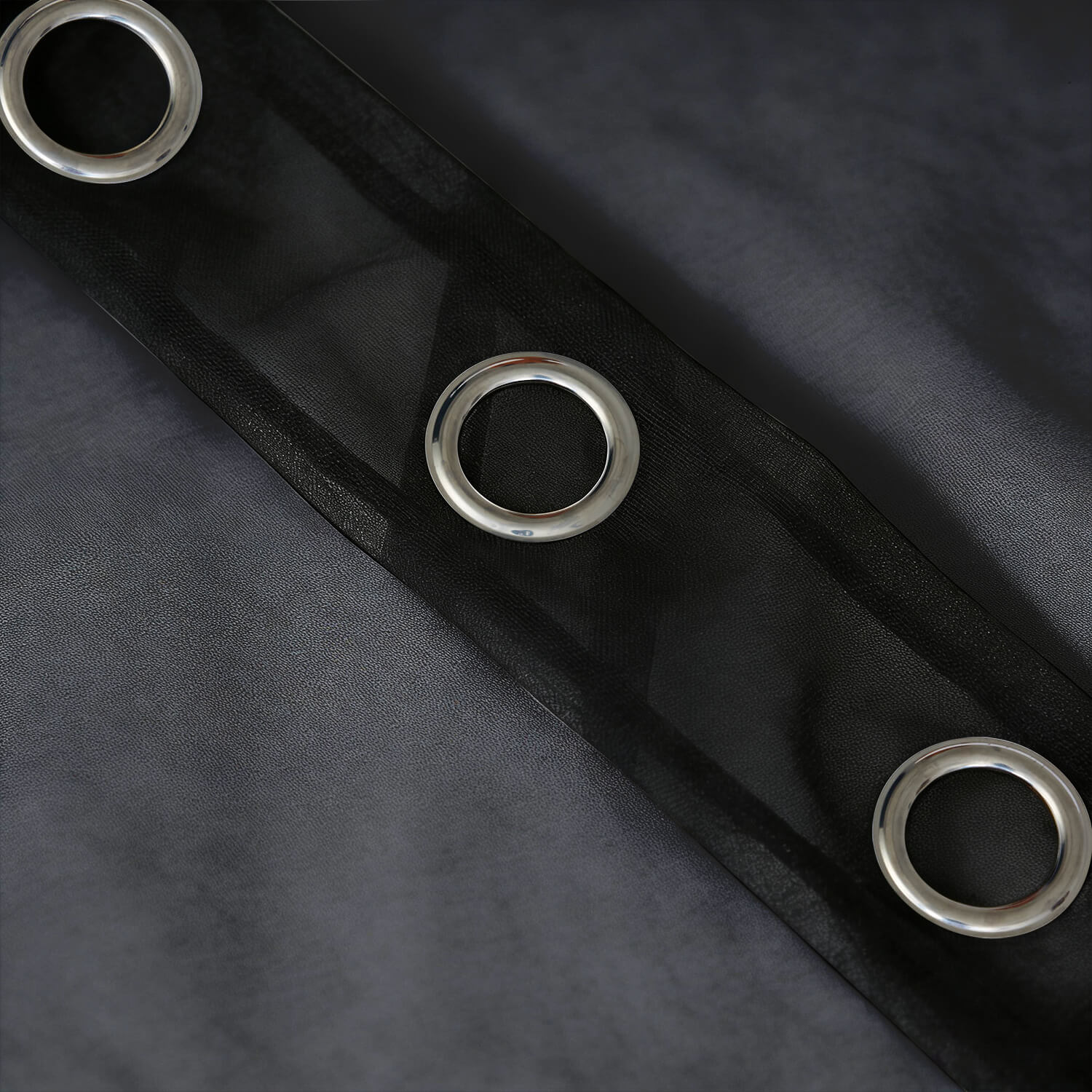 Outdoor Sheer Curtains Waterproof Grommet Top - Black