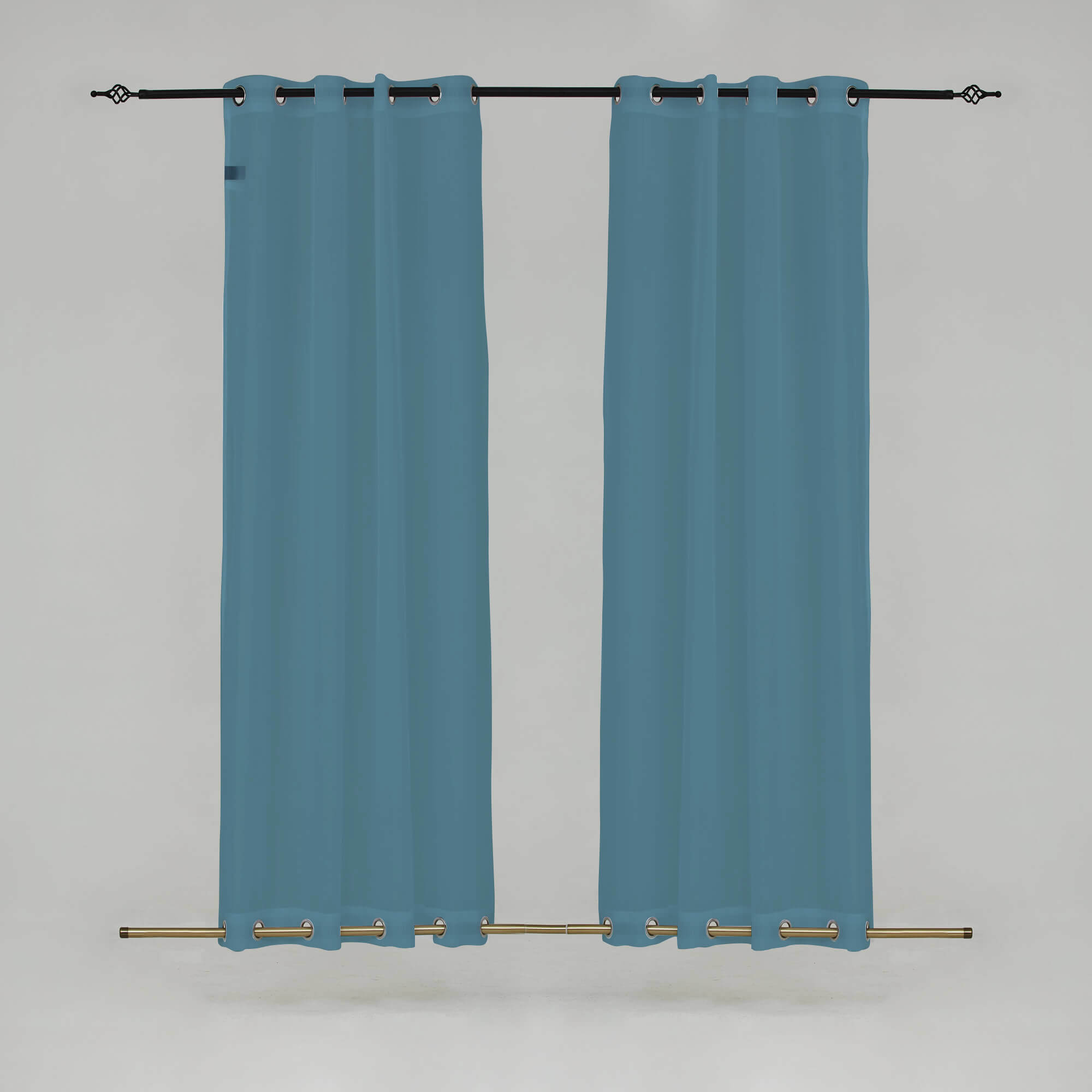 Outdoor Sheer Curtains Waterproof Grommet Top & Bottom - Greenish blue