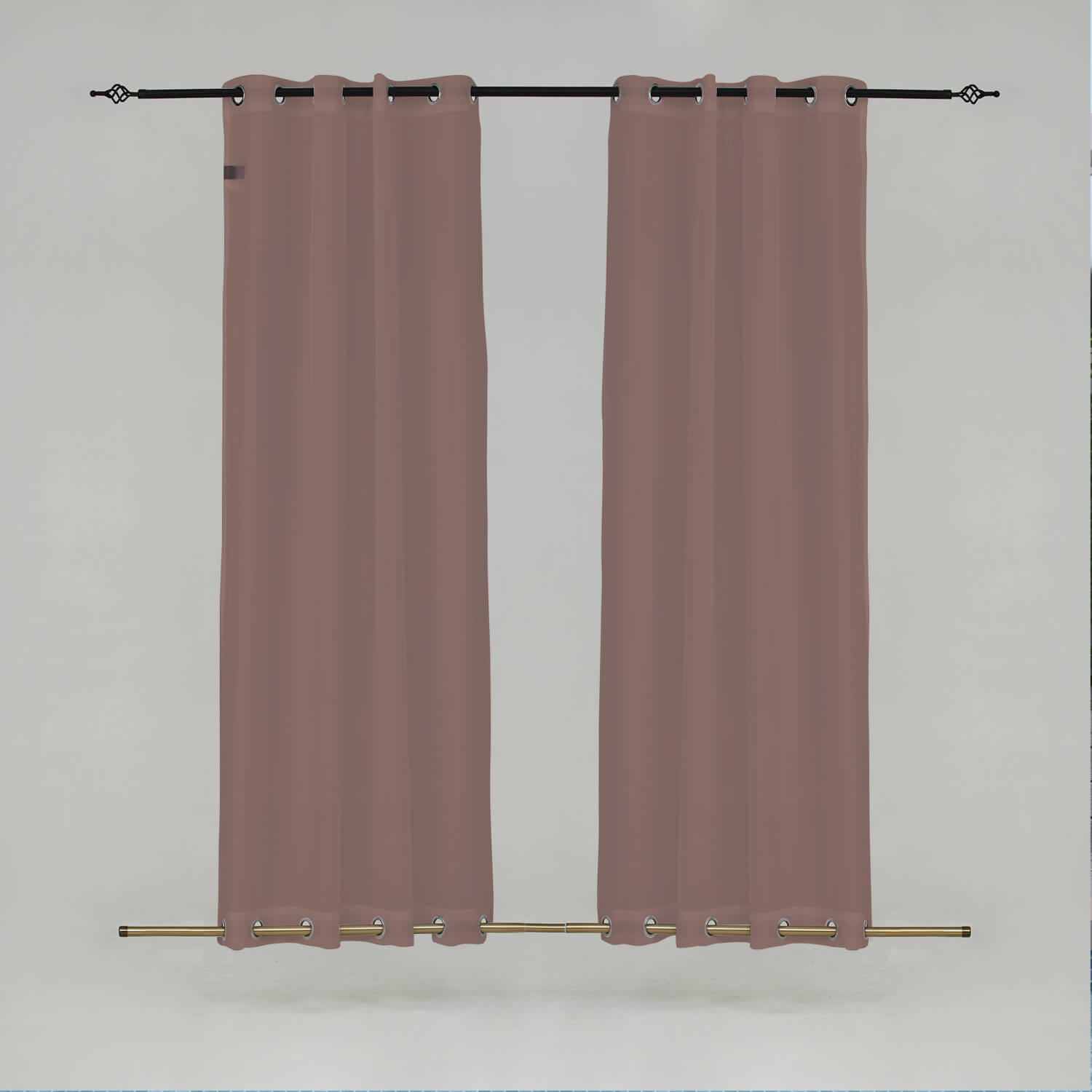 Outdoor Sheer Curtains Waterproof Grommet Top & Bottom - Brown