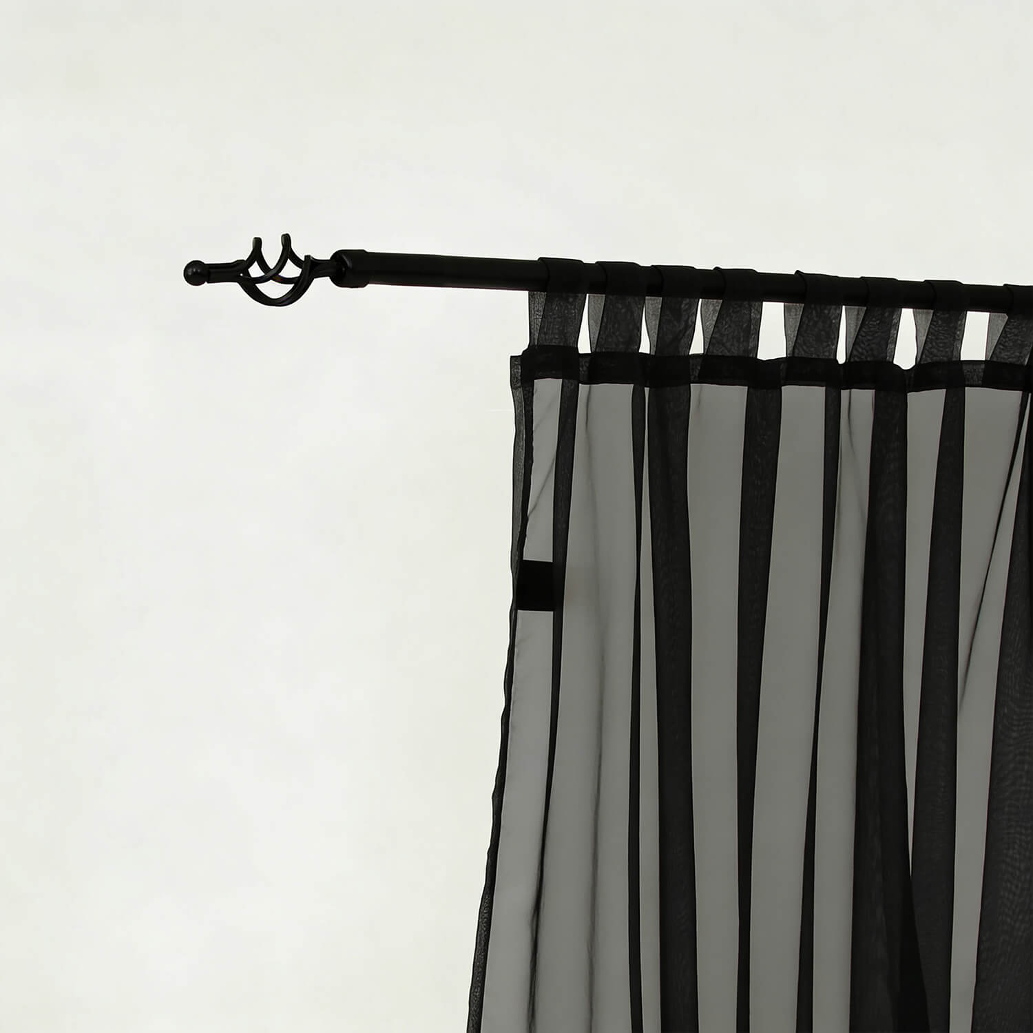 Outdoor Sheer Curtains Waterproof Velcro Tab Top - Black