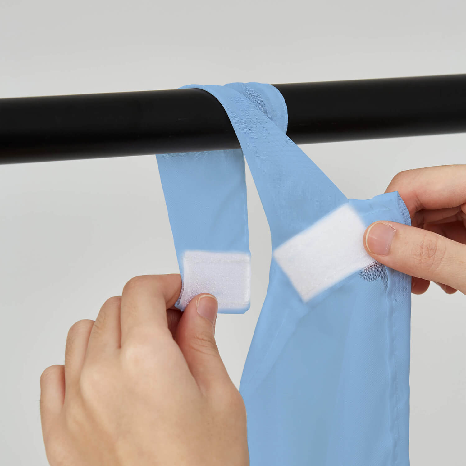 Outdoor Sheer Curtains Waterproof Velcro Tab Top - Sky Blue