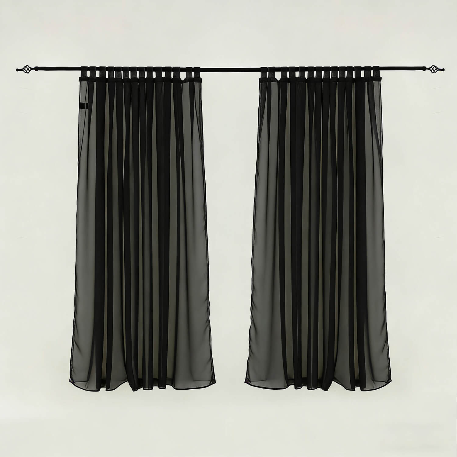 Outdoor Sheer Curtains Waterproof Velcro Tab Top - Black