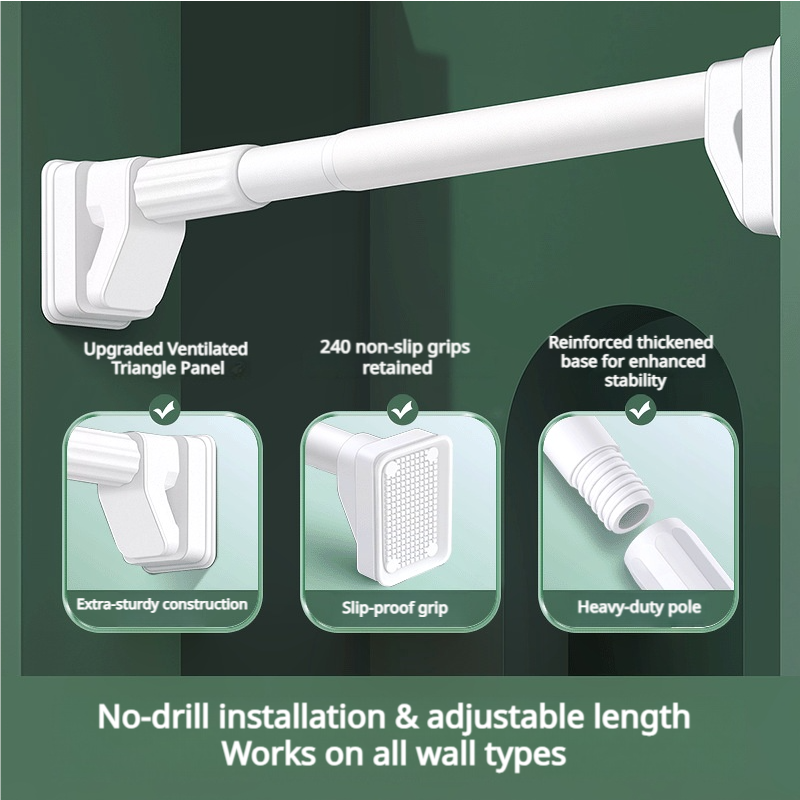 SNOWCITY outdoor telescoping curtain rod no drill