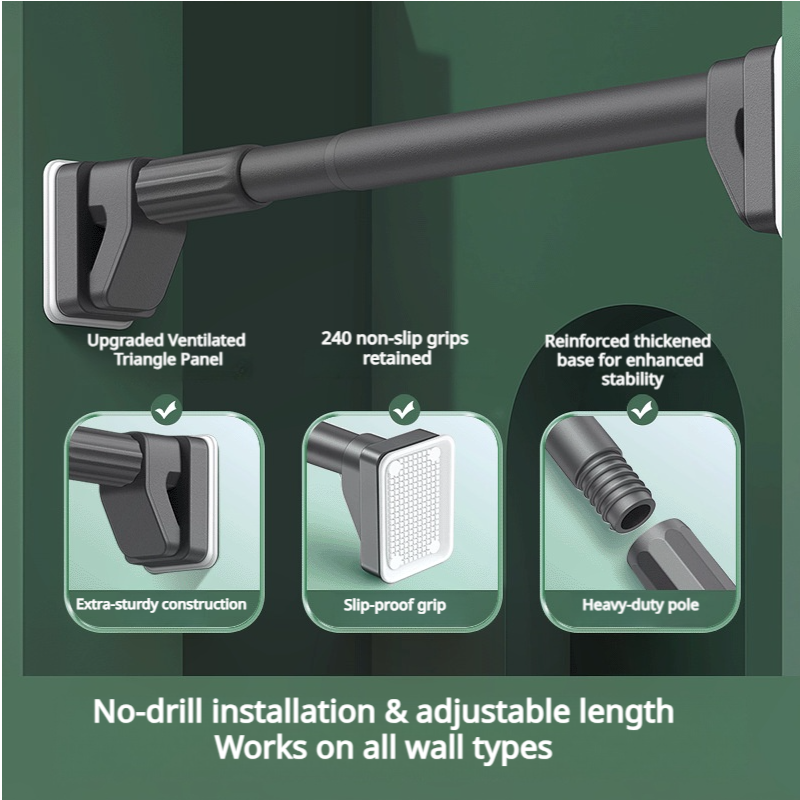 SNOWCITY outdoor telescoping curtain rod no drill