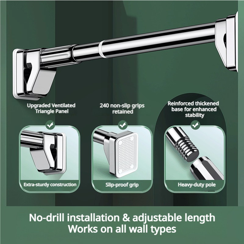 SNOWCITY outdoor telescoping curtain rod no drill