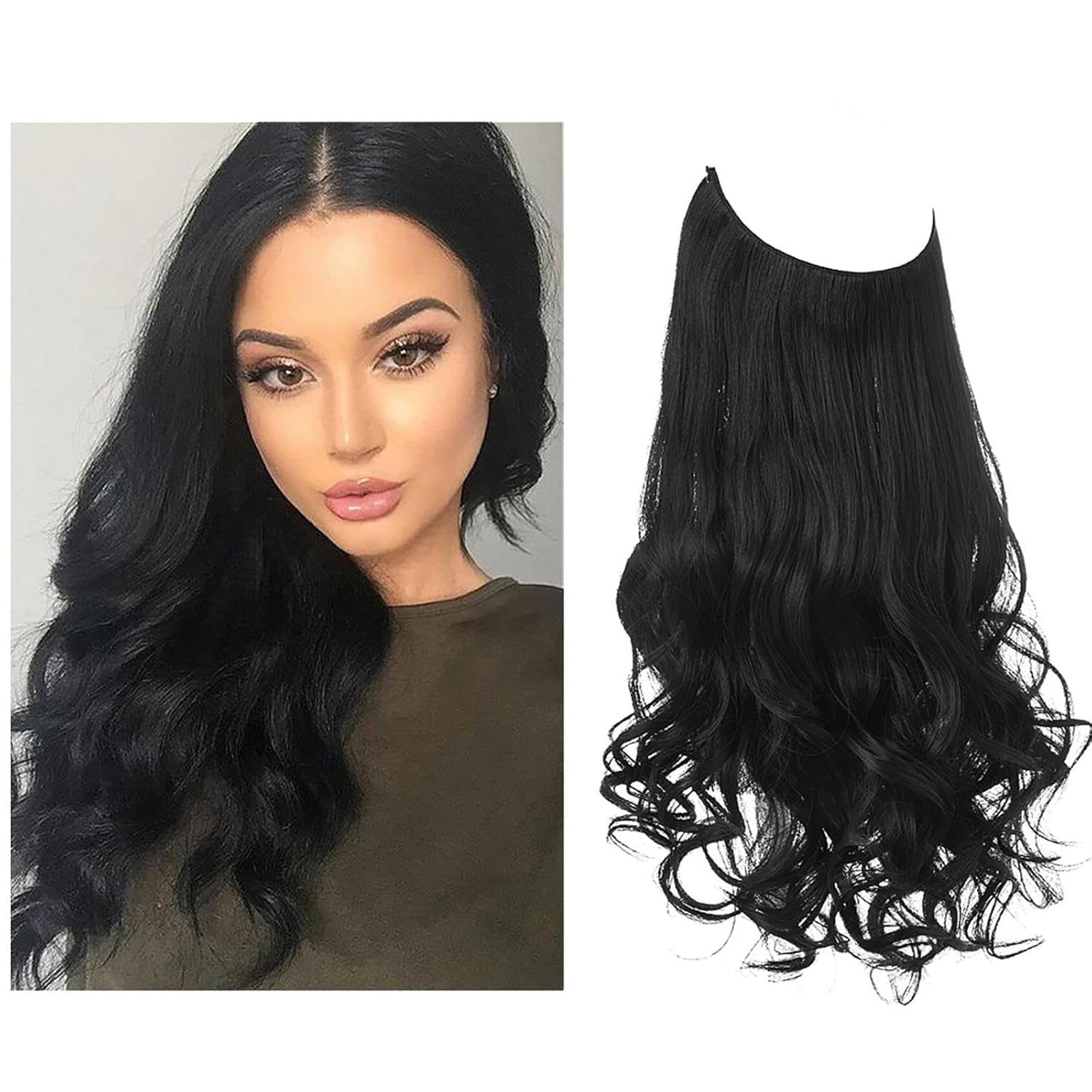 Invisible Fish Line Synthetic Hair Extensions One Piece