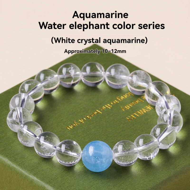 Five Elements Crystal Bracelet – Clear Quartz, Citrine, Aquamarine, Rutilated Quartz, Red Agate & Enameled Jade