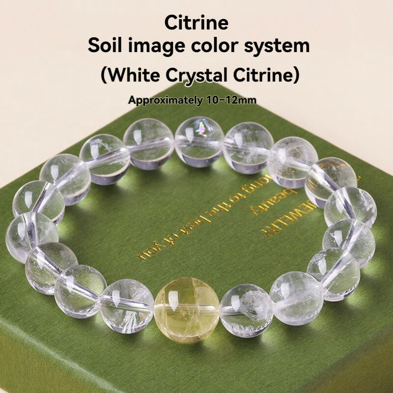 Five Elements Crystal Bracelet – Clear Quartz, Citrine, Aquamarine, Rutilated Quartz, Red Agate & Enameled Jade
