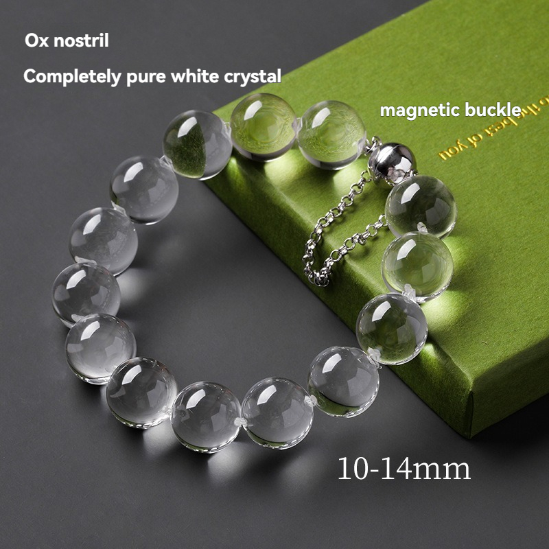 Natural Clear Quartz Bubble Bead Bracelet