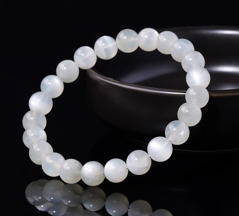 Natural Creamy Moonstone Bracelet – Milky White Crystal Beads