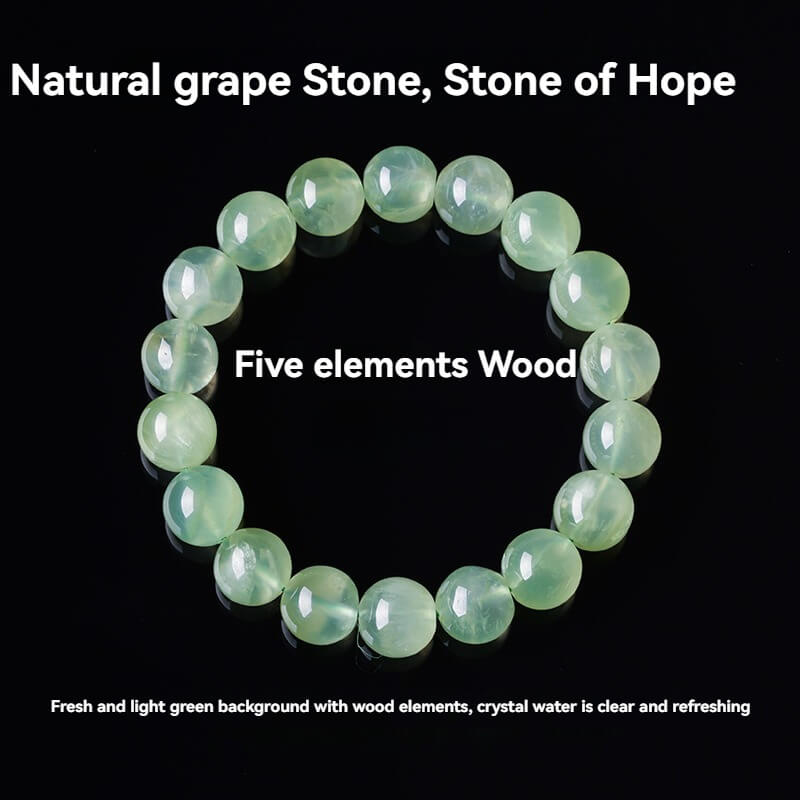 Natural Prehnite Round Bead Bracelet