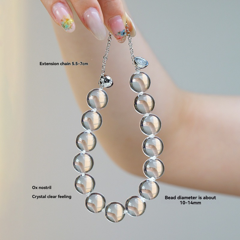 Natural Clear Quartz Bubble Bead Bracelet