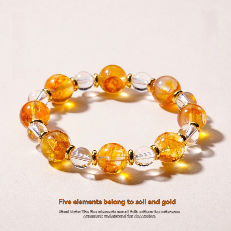 Natural Clear Quartz & Yellow Flower Quartz Bracelet and Necklace Set