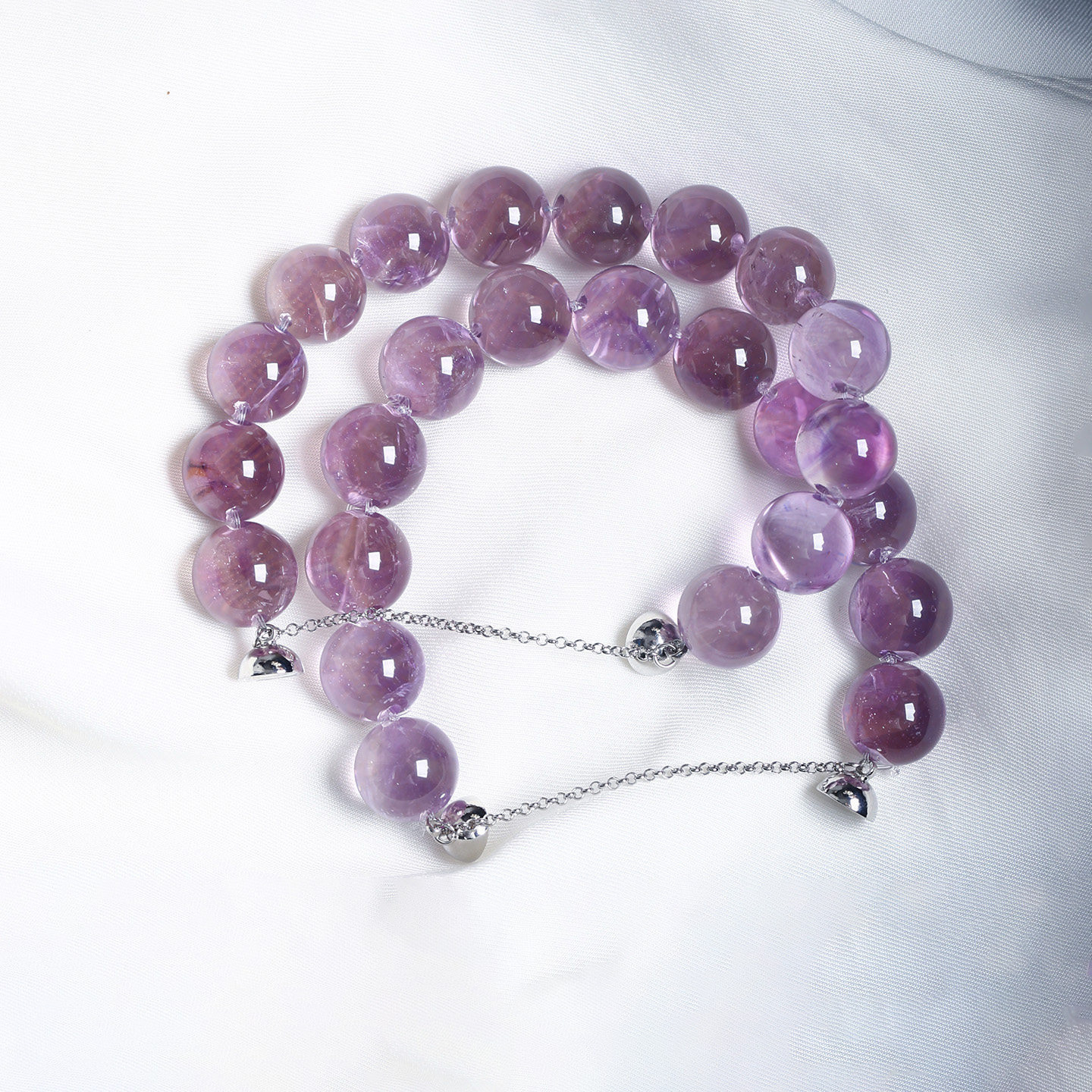 Natural Bolivian Amethyst Bubble Bead Bracelet with V-Shape Hole