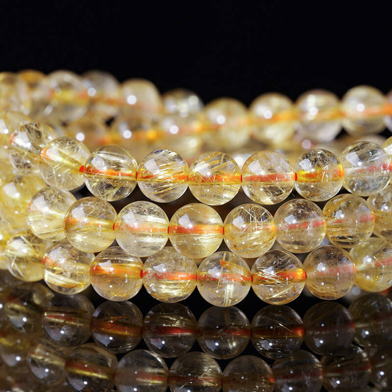 Natural Golden Rutilated Quartz Multi-Wrap Bracelet