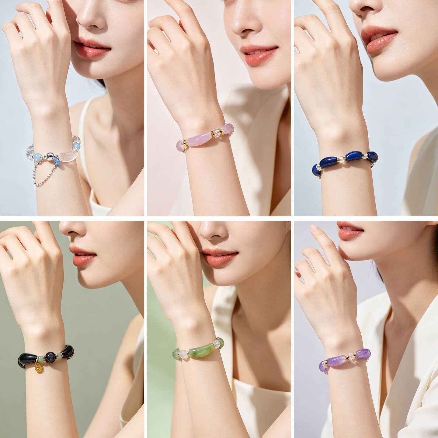 Natural Curved Tube Bead Bangle