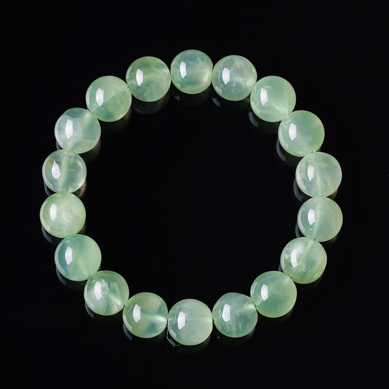 Natural Prehnite Round Bead Bracelet