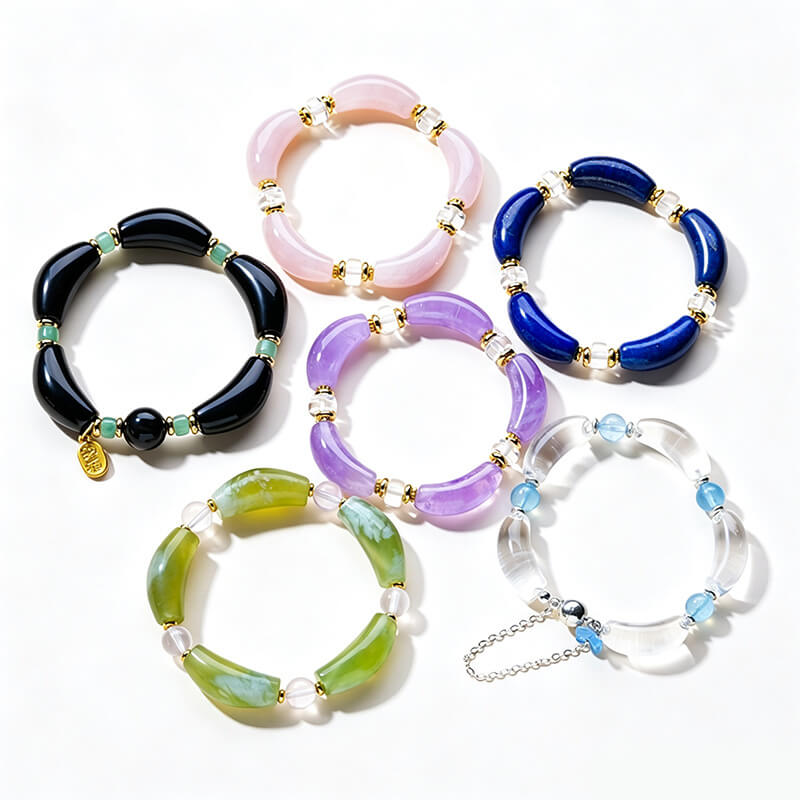 Natural Curved Tube Bead Bangle