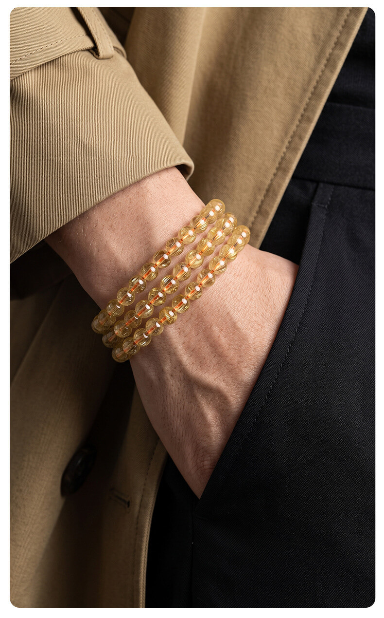 Natural Golden Rutilated Quartz Multi-Wrap Bracelet