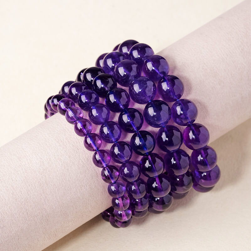 Natural Uruguayan Amethyst Bead Bracelet