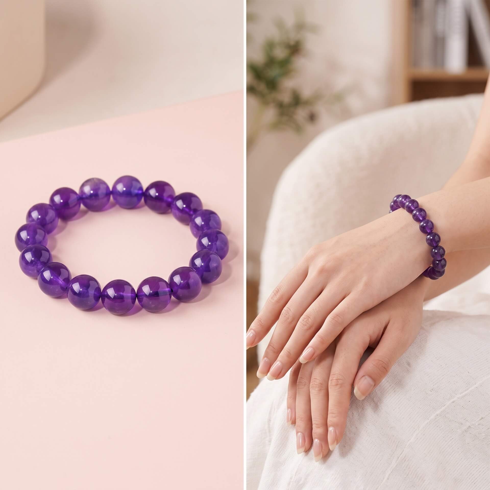 Natural Uruguayan Amethyst Bead Bracelet