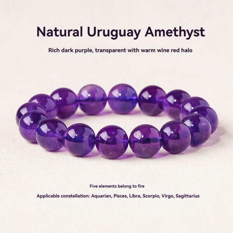Natural Uruguayan Amethyst Bead Bracelet