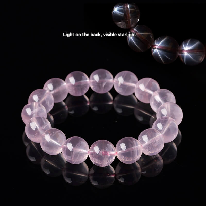 Natural Mozambique Star Rose Quartz Beaded Bracelet