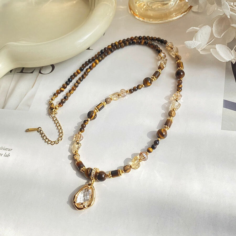 Natural Tiger's Eye Necklace / Pendant Chain