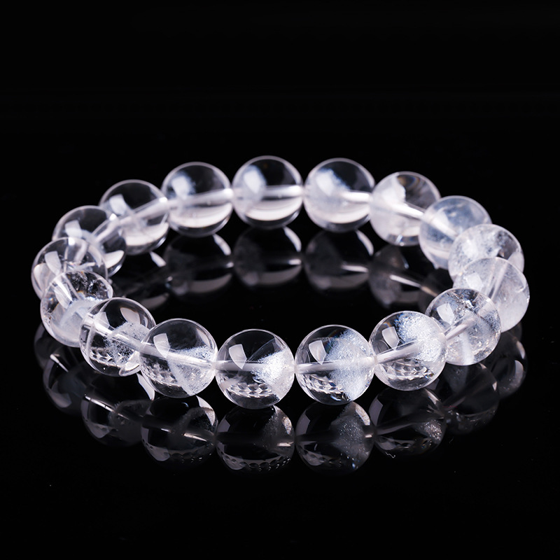 Natural White Phantom Quartz Pyramid Bead Bracelet