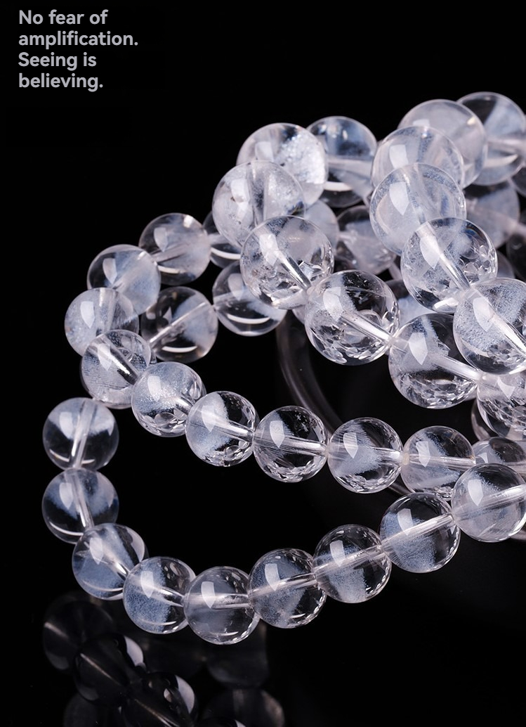 Natural White Phantom Quartz Pyramid Bead Bracelet