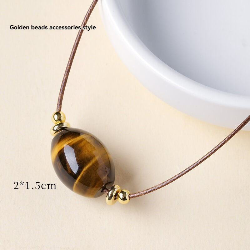 Tiger‘s Eye Barrel Choker & Obsidian Bracelet Set
