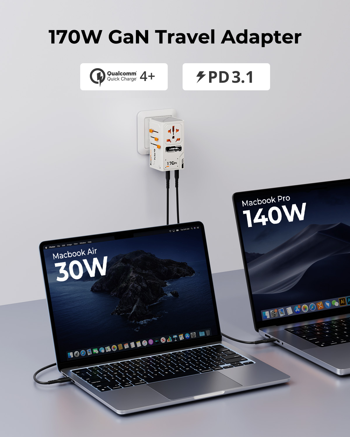 ARSMEL VisaPro 170W All-in-One Travel Adapter