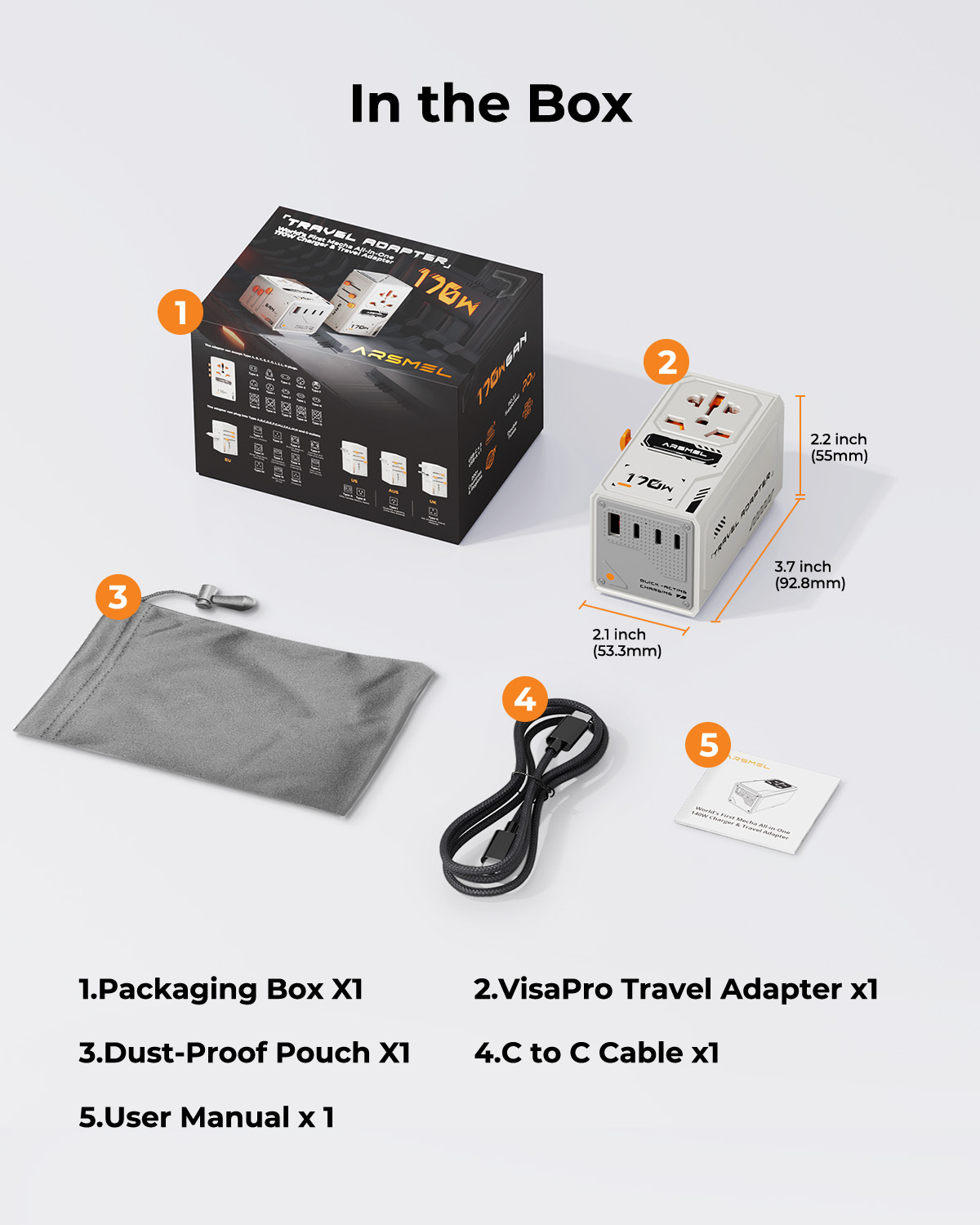 ARSMEL VisaPro 170W All-in-One Travel Adapter