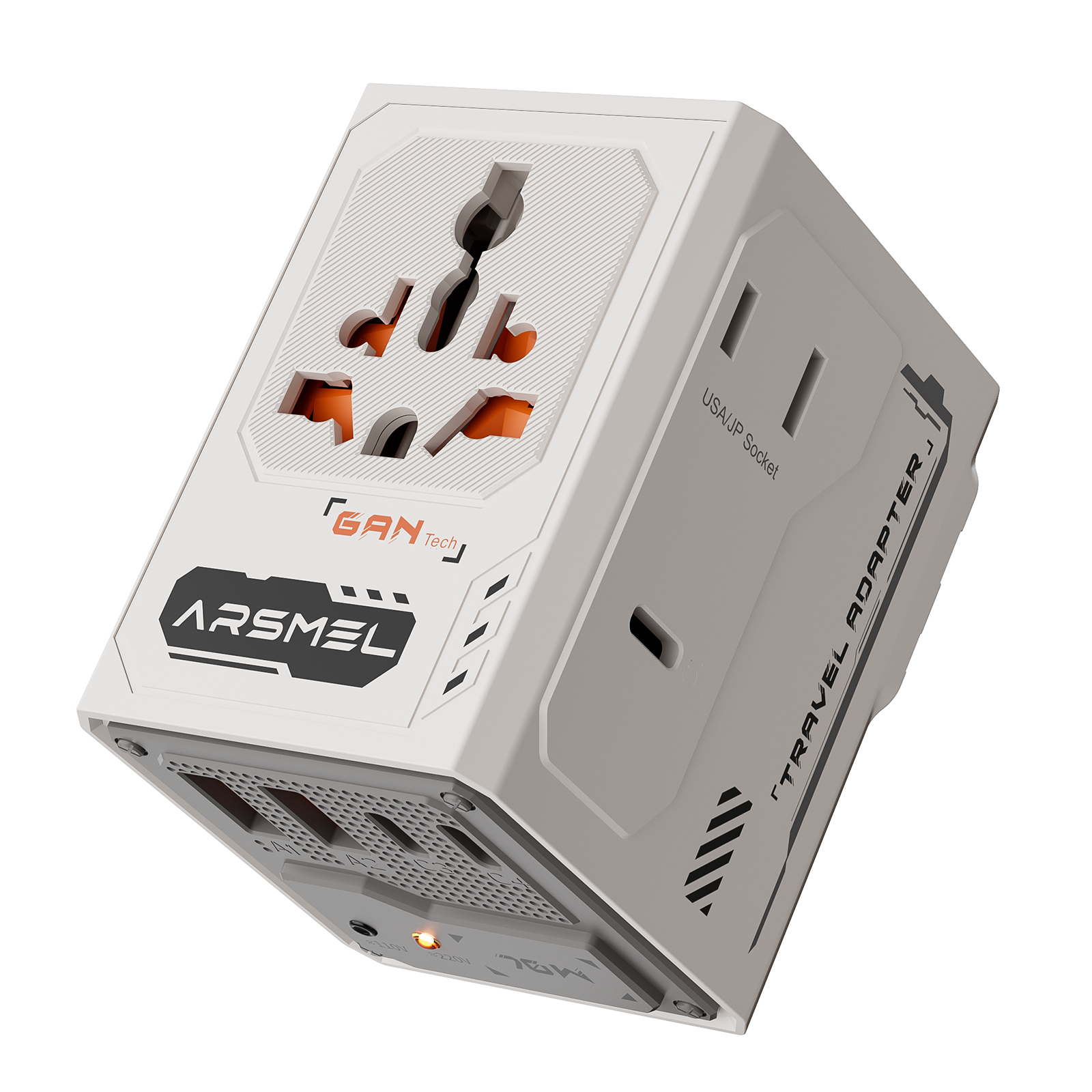 ARSMEL VisaGo 70W Travel Adapter with Built-in Voltage Display