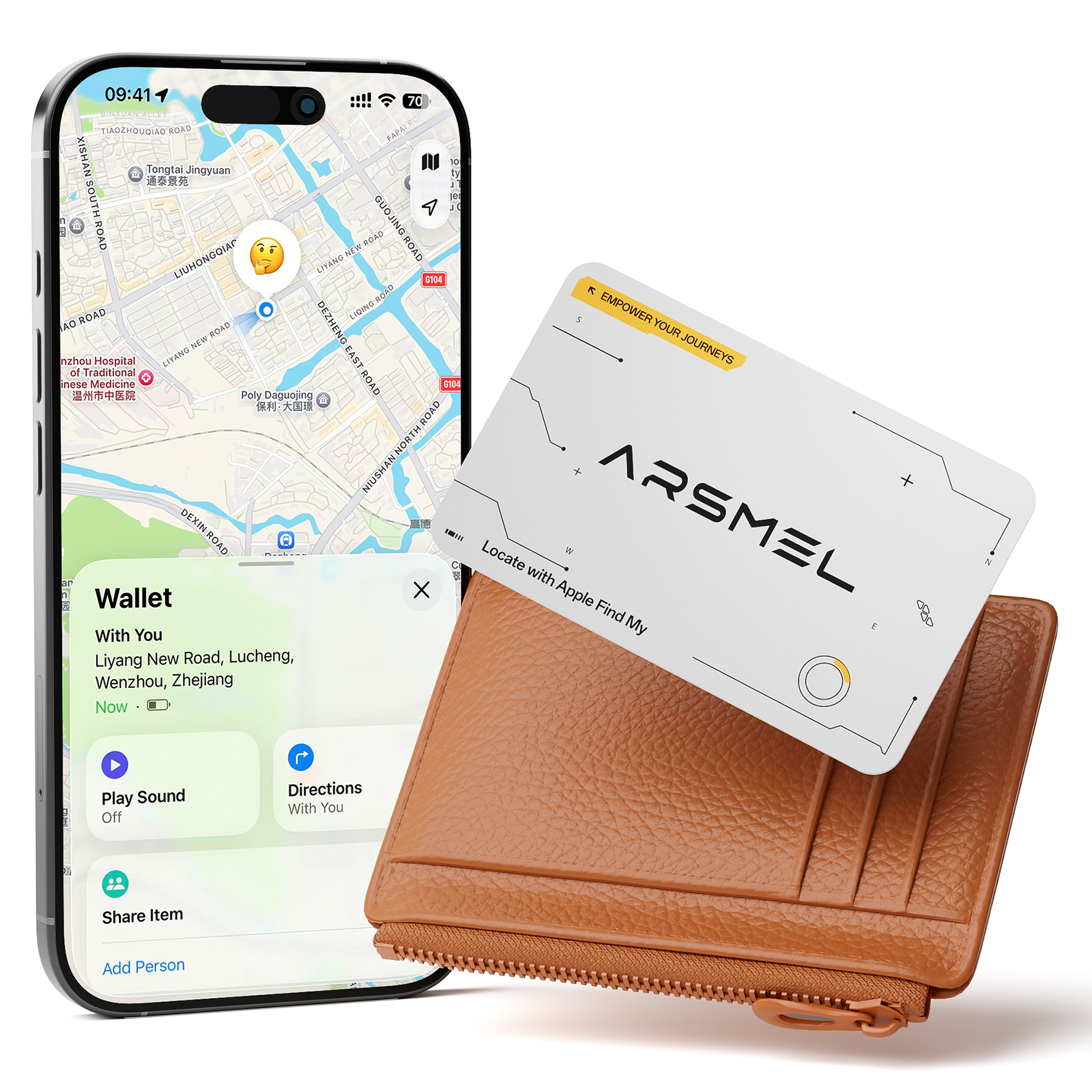 ARSMEL Depart Track Card | Wallet-Size Smart Tracker for Apple Find My