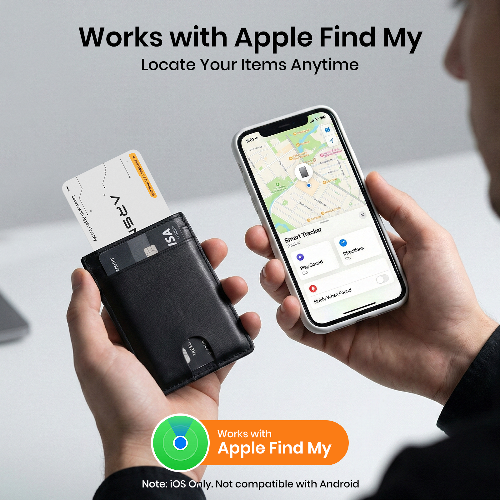 ARSMEL Depart Track Card | Wallet-Size Smart Tracker for Apple Find My