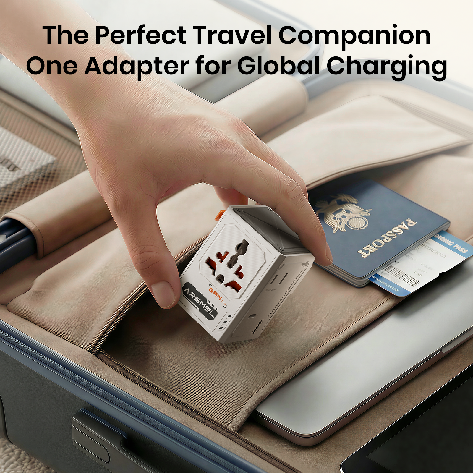 ARSMEL VisaGo 100W Travel Adapter with Built-in Voltage Display