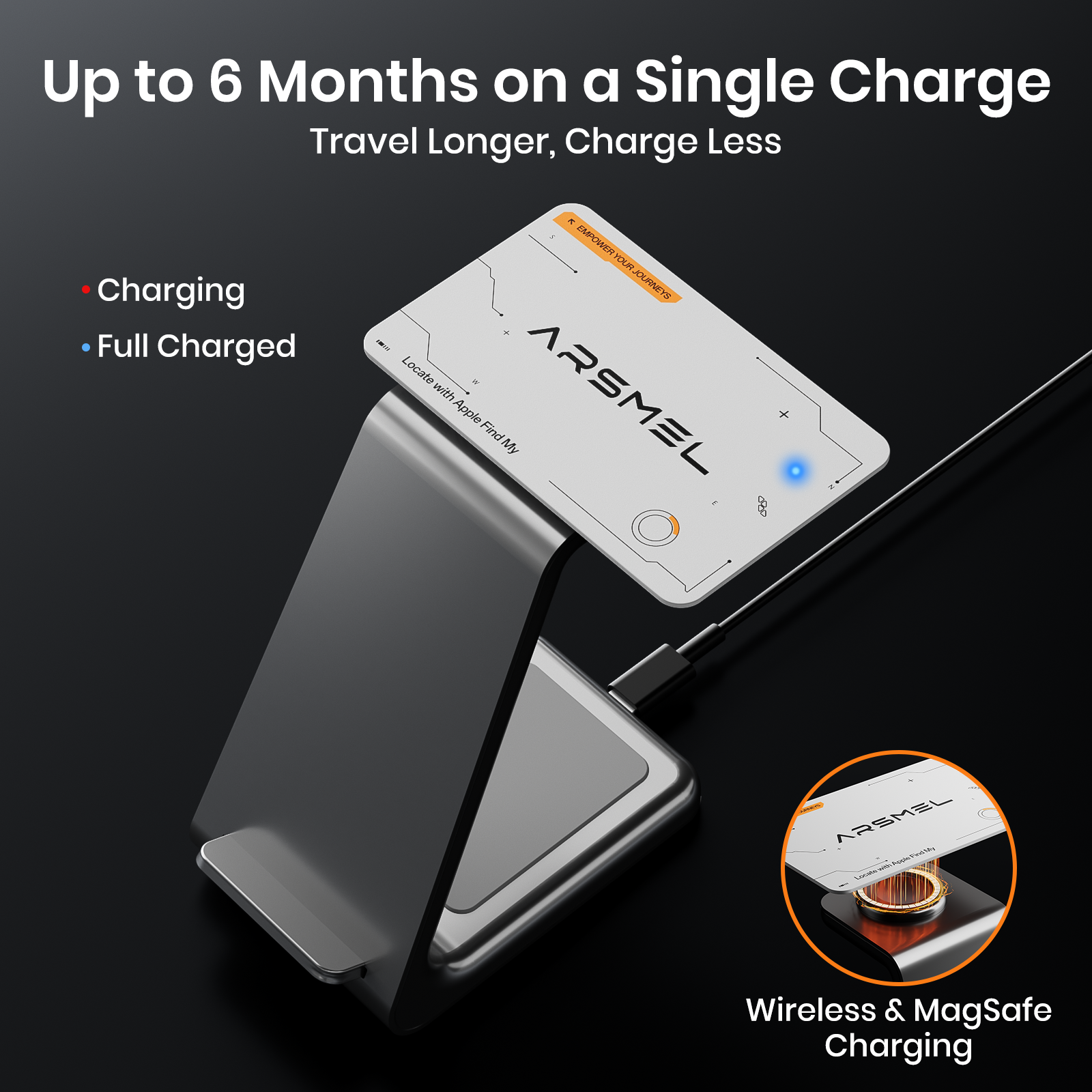 ARSMEL Depart Track Card | Wallet-Size Smart Tracker for Apple Find My