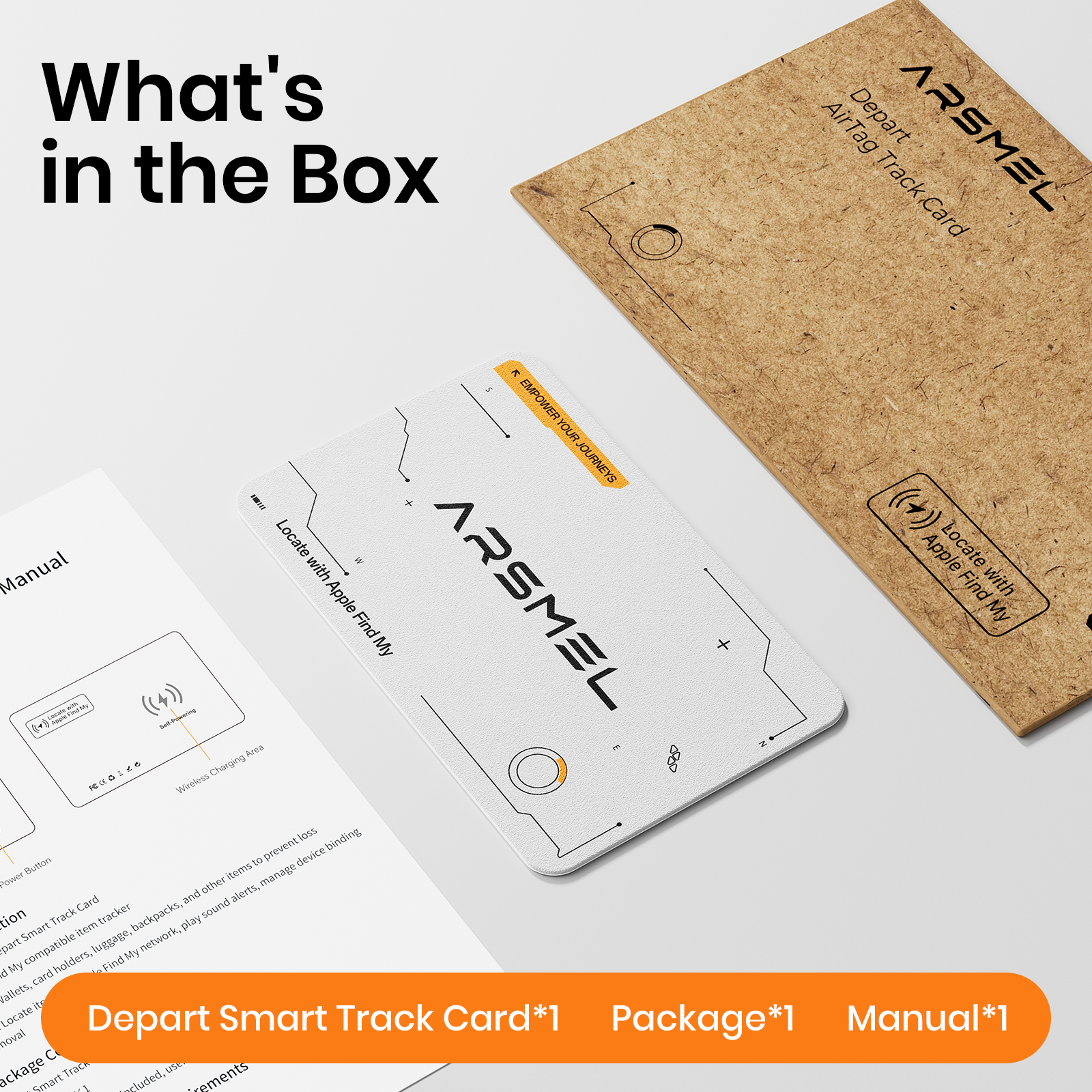 ARSMEL Depart Track Card | Wallet-Size Smart Tracker for Apple Find My