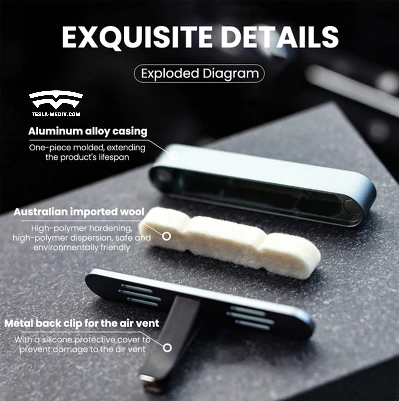 Model 3/Y Alloy & Wooden Air FreshenerTeslaMedix