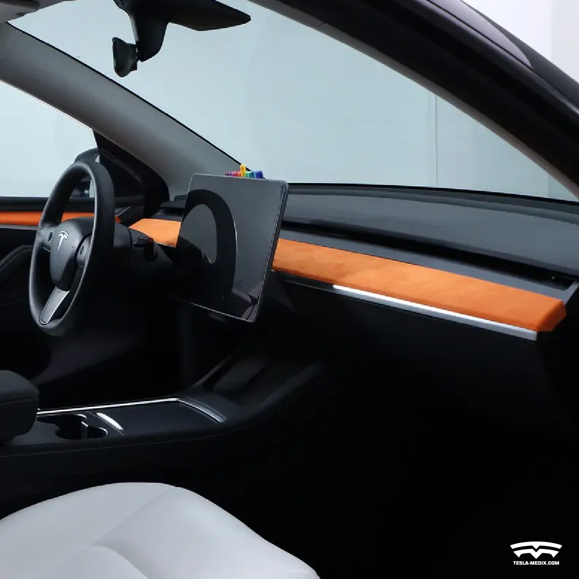 Model 3/Y Alcantara Warp Dashboard Panel Decor Interior Sticker Car Styling Mouldings