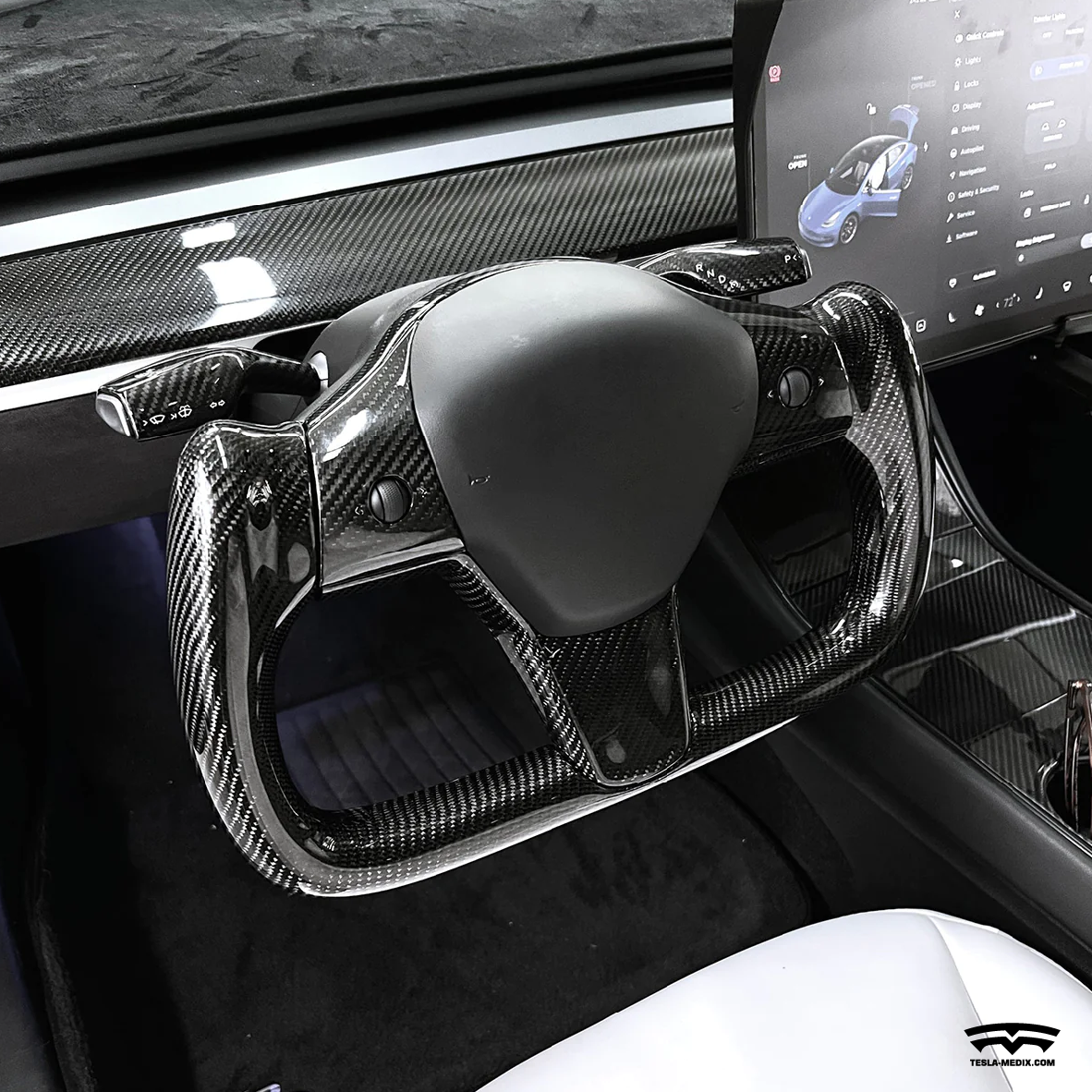 Model 3/Y Full Carbon Fiber Yoke Steering Wheel 【Style 29】