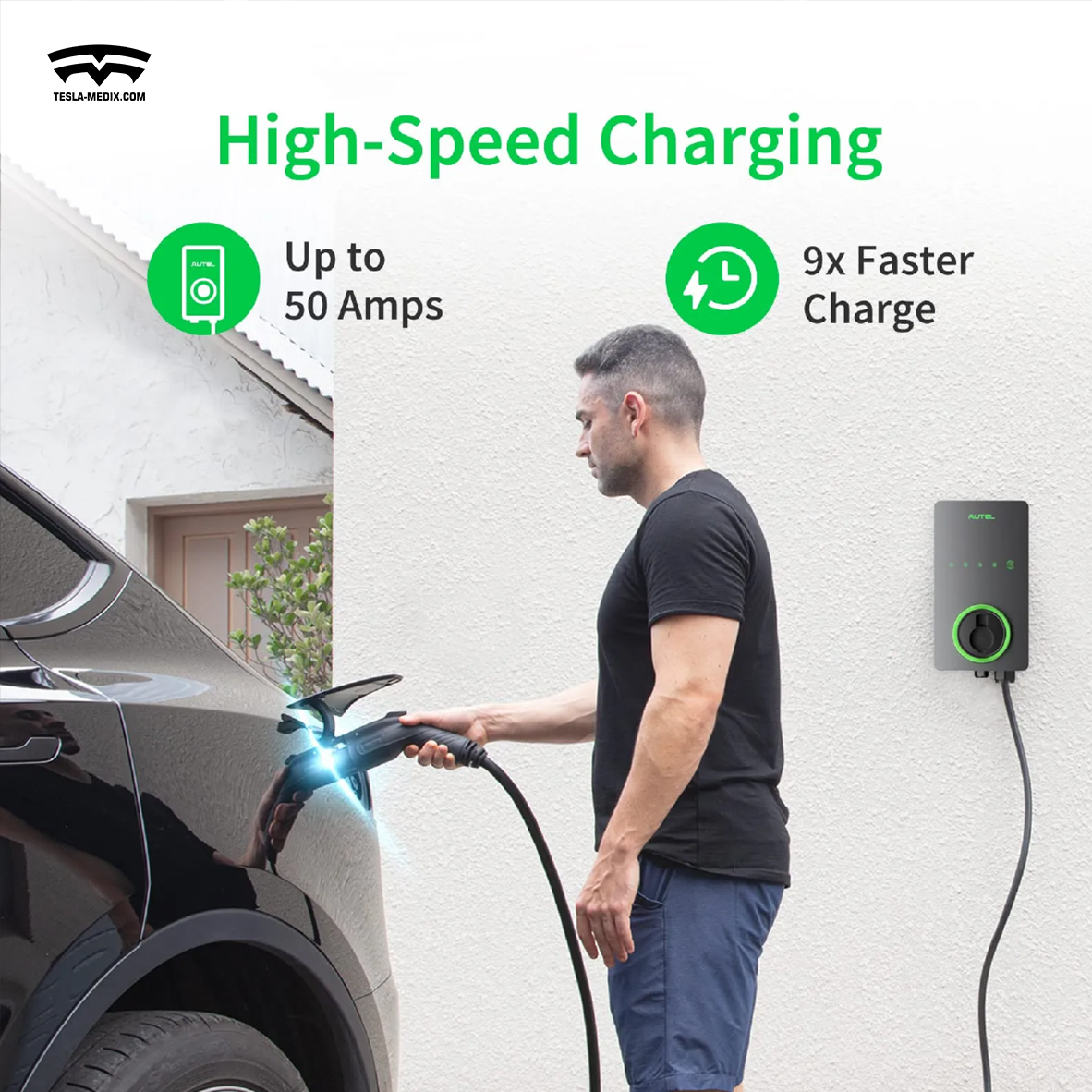 Model 3/Y/S/X US - MaxiCharger up to 50Amp, 240V, Indoor/Outdoor Car Charging Station with Level 2