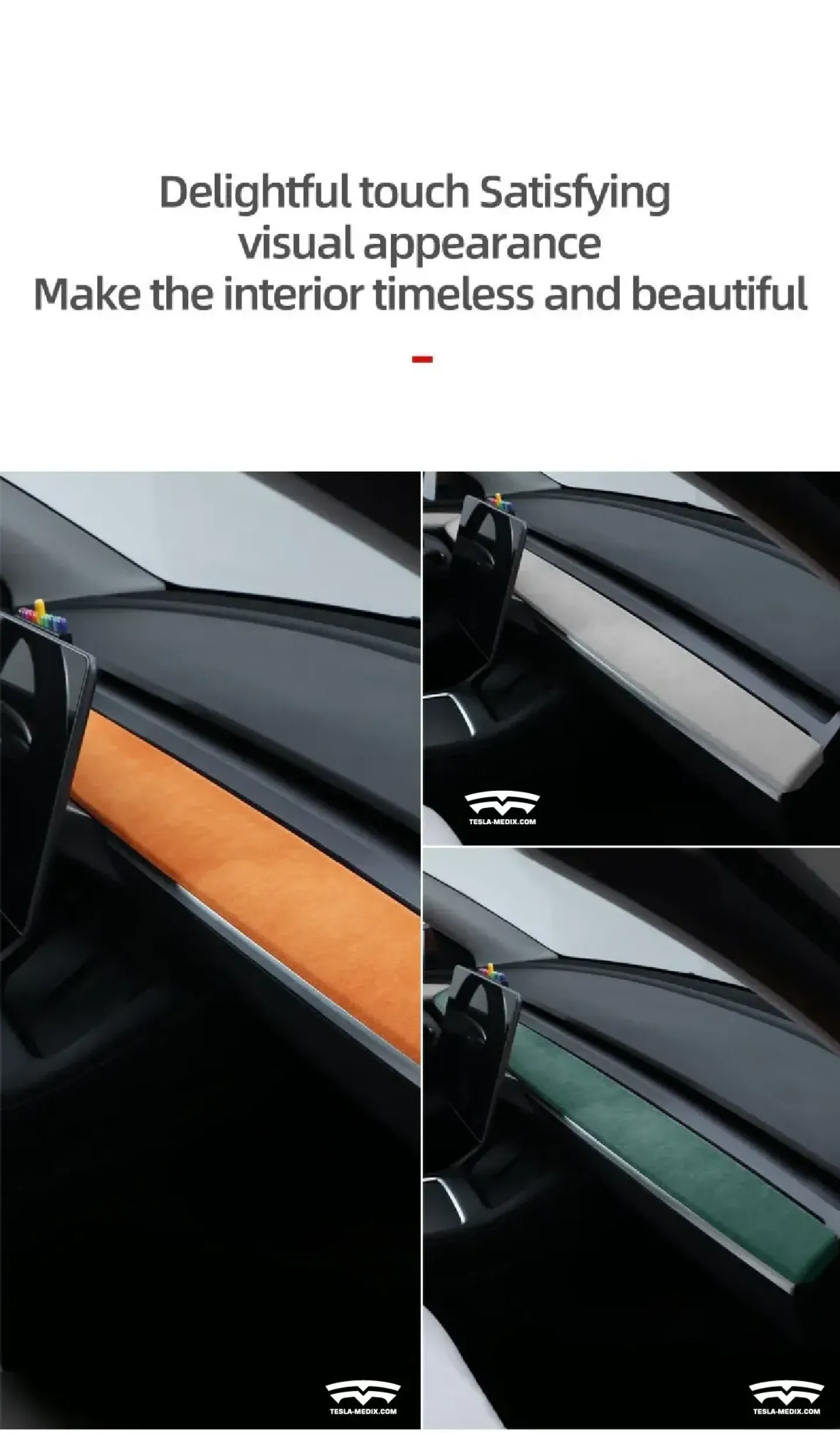 Model 3/Y Alcantara Warp Dashboard Panel Decor Interior Sticker