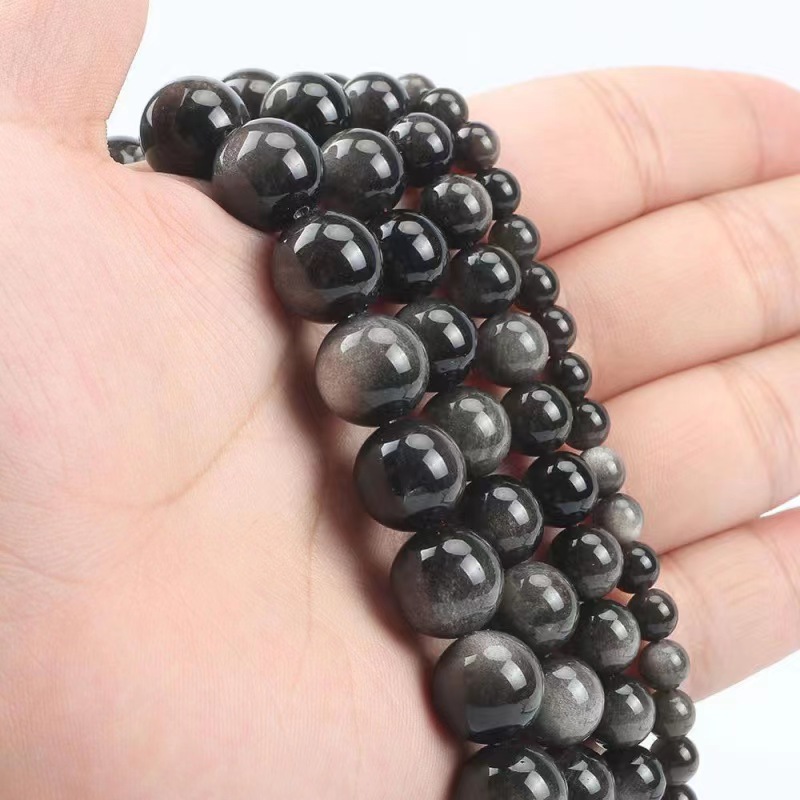 Sliver Obsidian beads