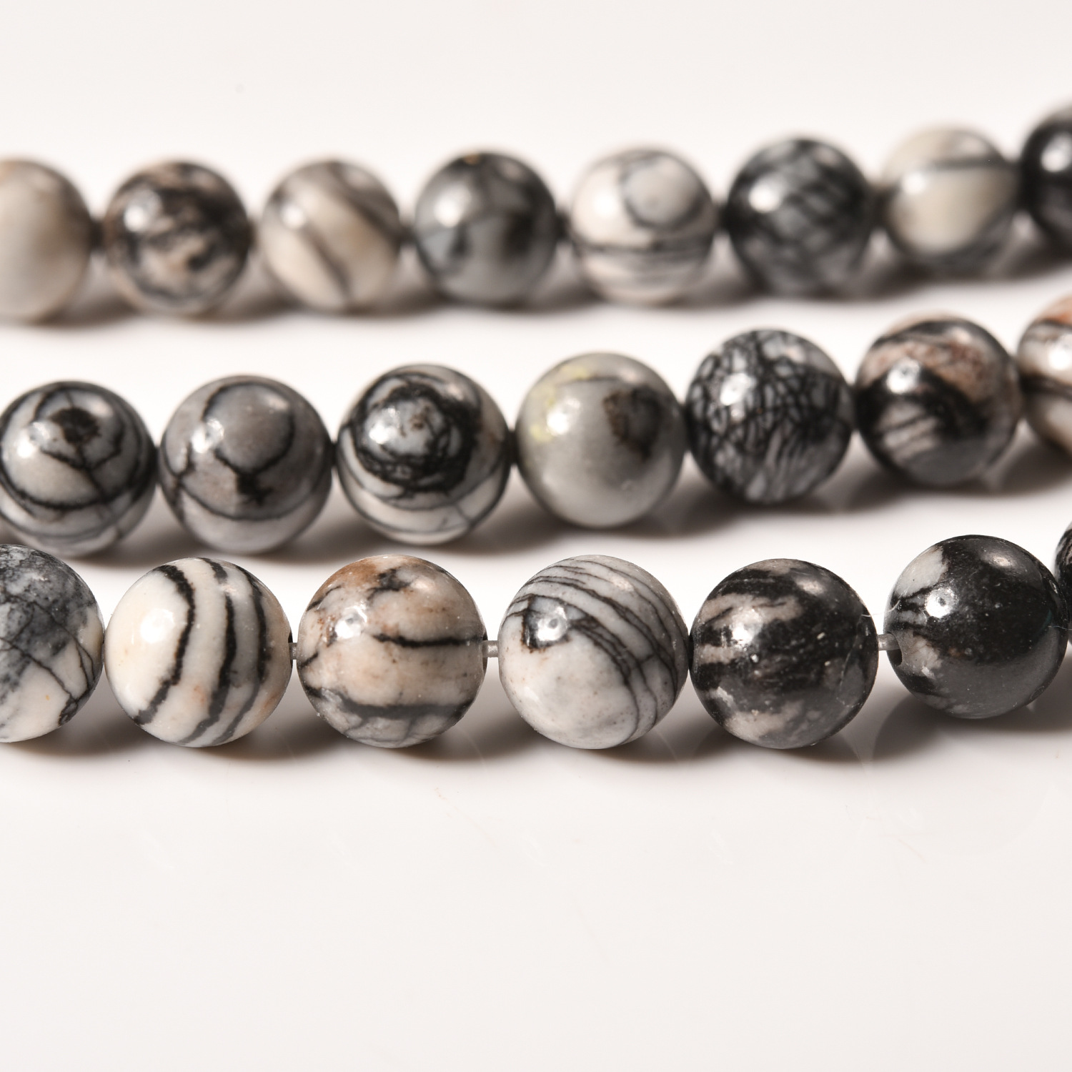 Black grid stone natural stone diy beads ring