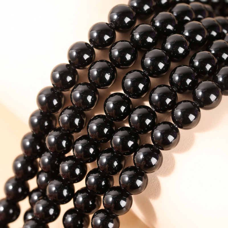 Black obsidian beads natural black color 